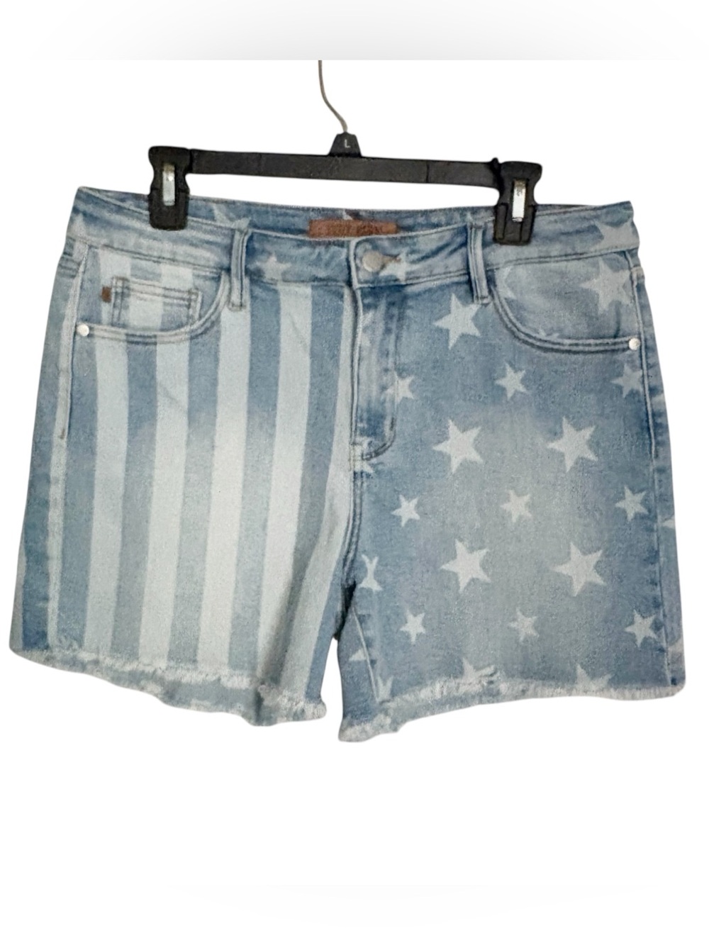 🇺🇸Judy blue Light Blue Star & Stripe Denim Shorts size XL Womens